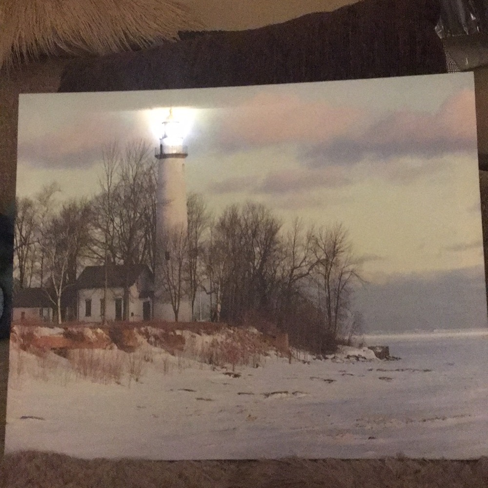 New Lighthouse LED Canvas Wall Art Painting 16x20